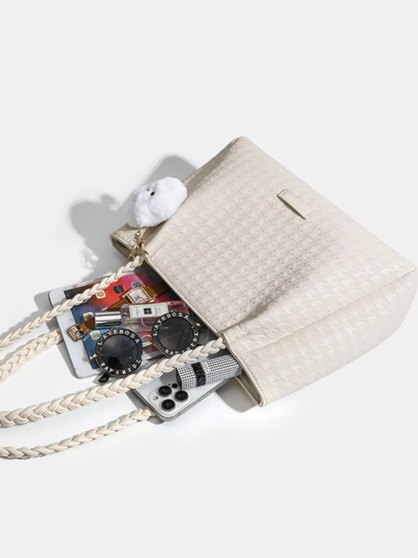 Houndstooth Pattern Shoulder Bag - Image 6