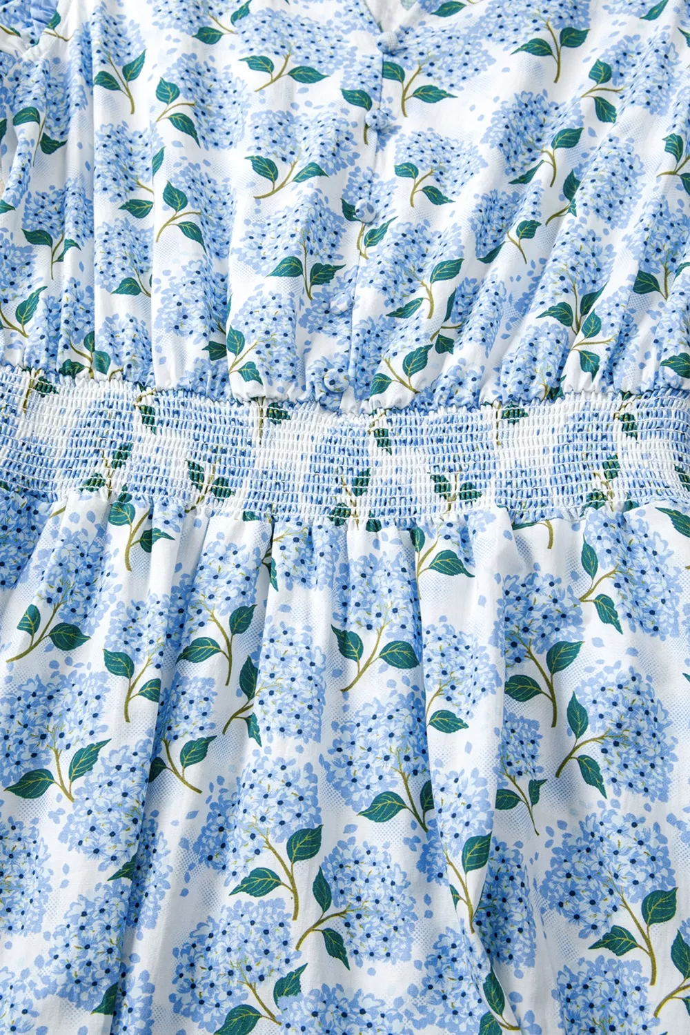 Hydrangea Floral Print Ruffle Trim Flutter Sleeve Dress - Image 10
