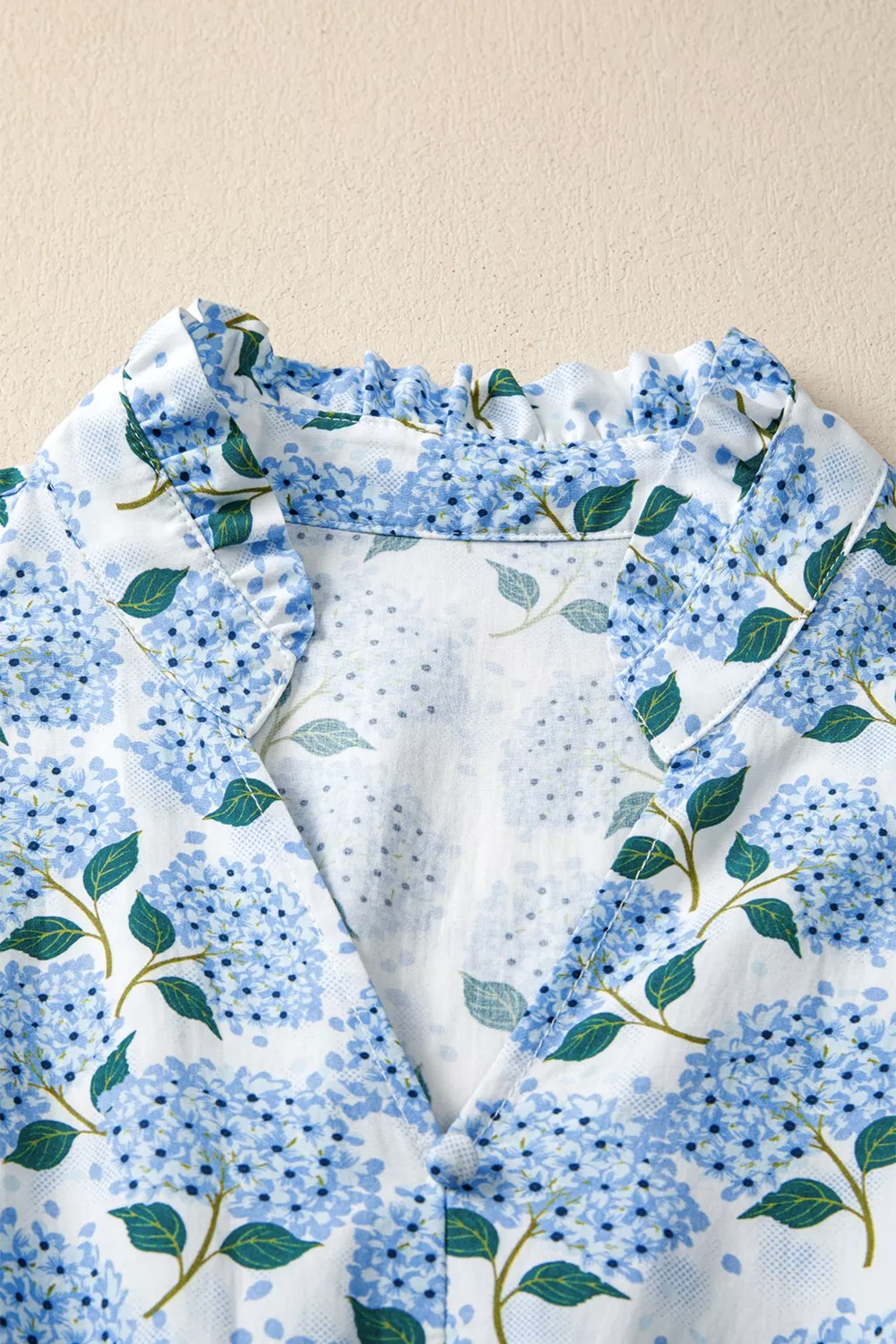 Hydrangea Floral Print Ruffle Trim Flutter Sleeve Dress - Image 8