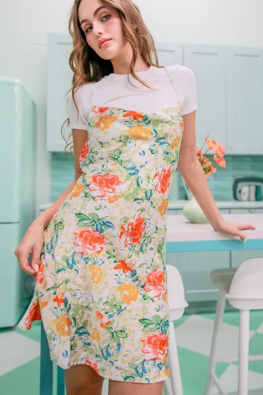 HYFVE Floral Cowl Neck Flirty Satin Mini Dress - Image 8