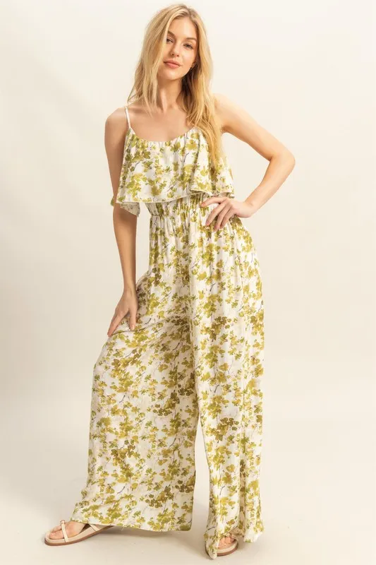 HYFVE Floral Print Spaghetti Strap Wide Leg Jumpsuit - Image 2