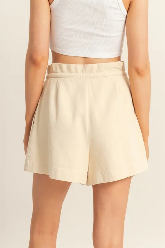 HYFVE High-Waisted Washed Twill Paperbag Shorts - Image 3