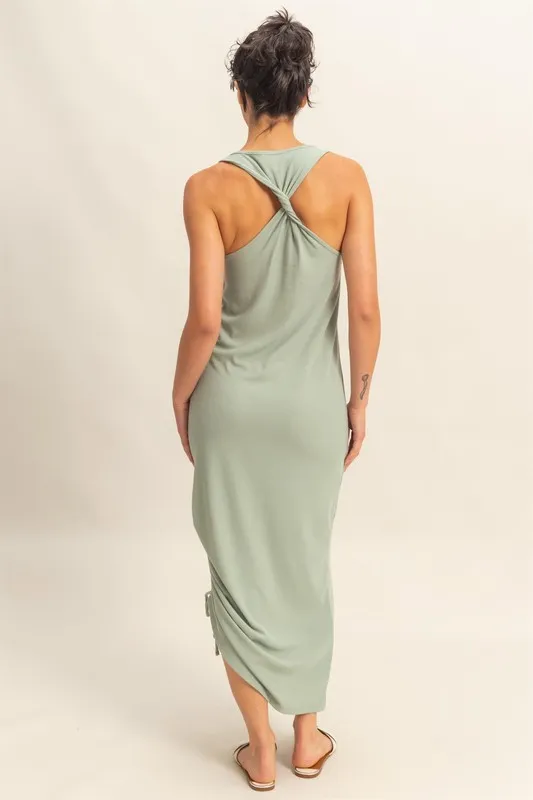 HYFVE Scoop Neck Side Tie Detail Midi Dress - Image 3