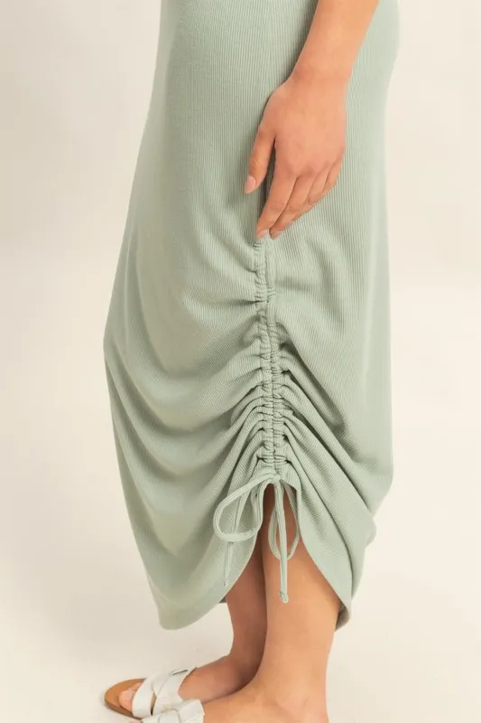 HYFVE Scoop Neck Side Tie Detail Midi Dress - Image 5