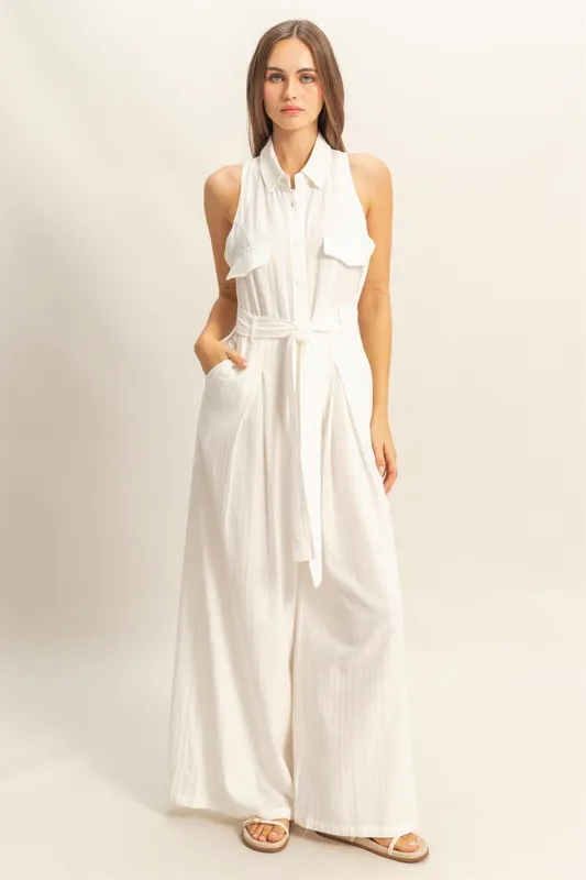 HYFVE Sleeveless Tie Waist Wide Leg Jumpsuit - Image 2