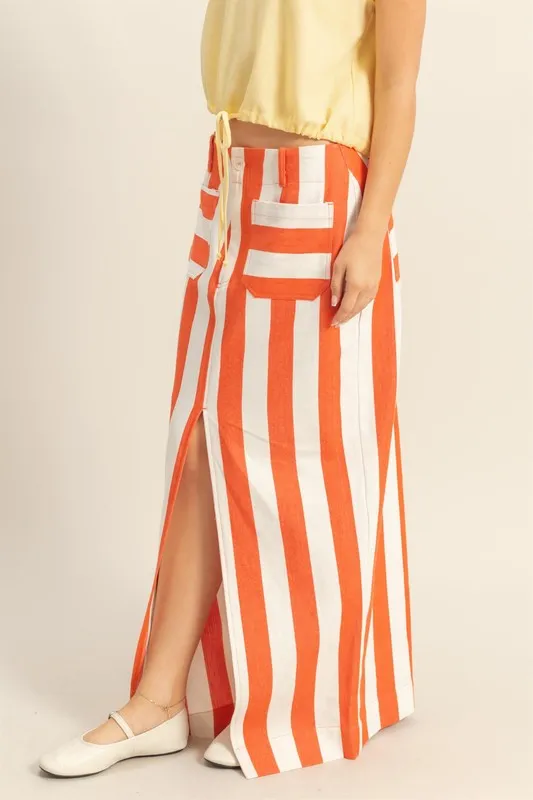 HYFVE Striped Pocket Detail Maxi Skirt - Image 2
