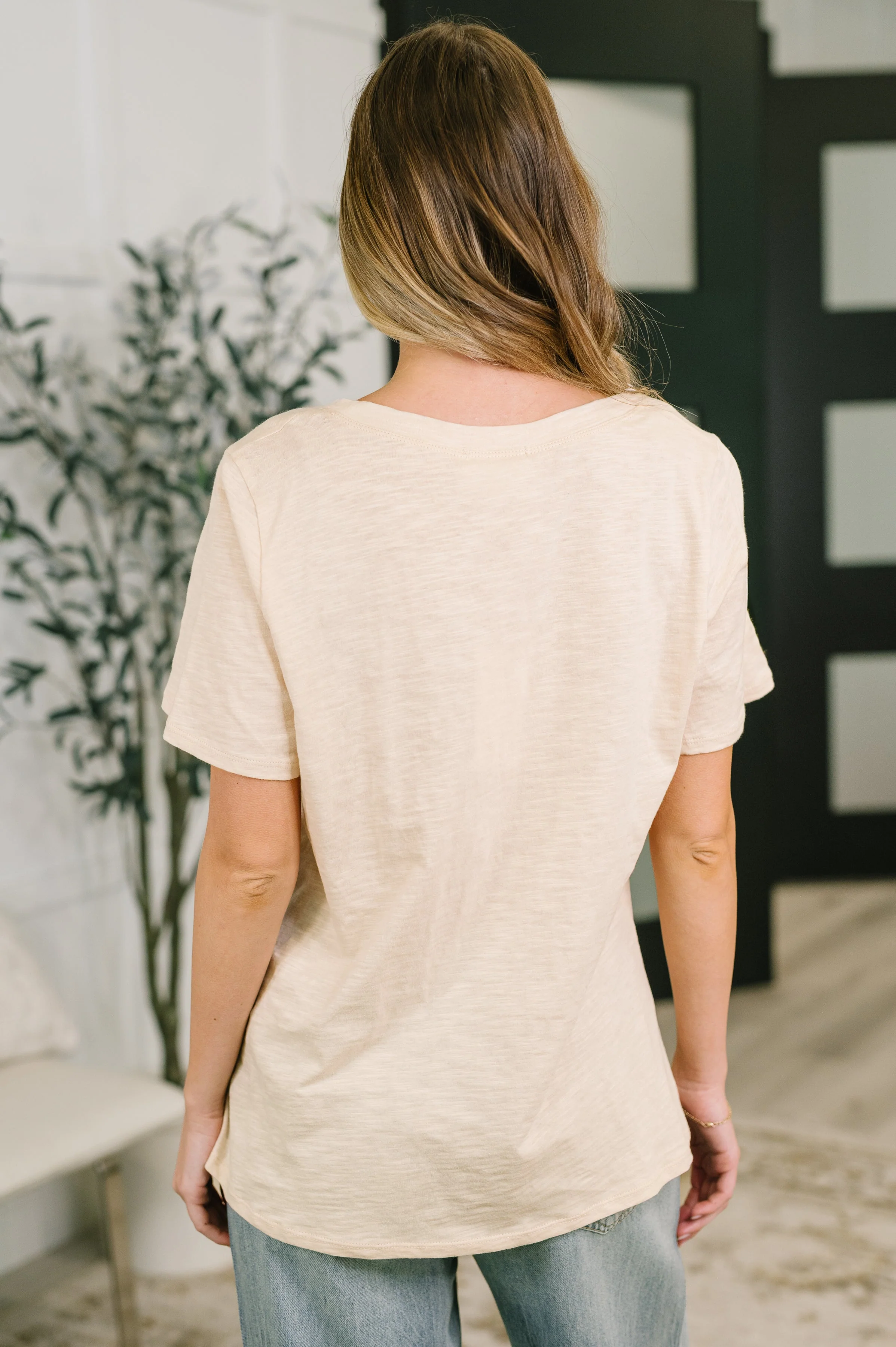 I Don't Have to Choose V-Neck Tee in Oatmeal - Image 5