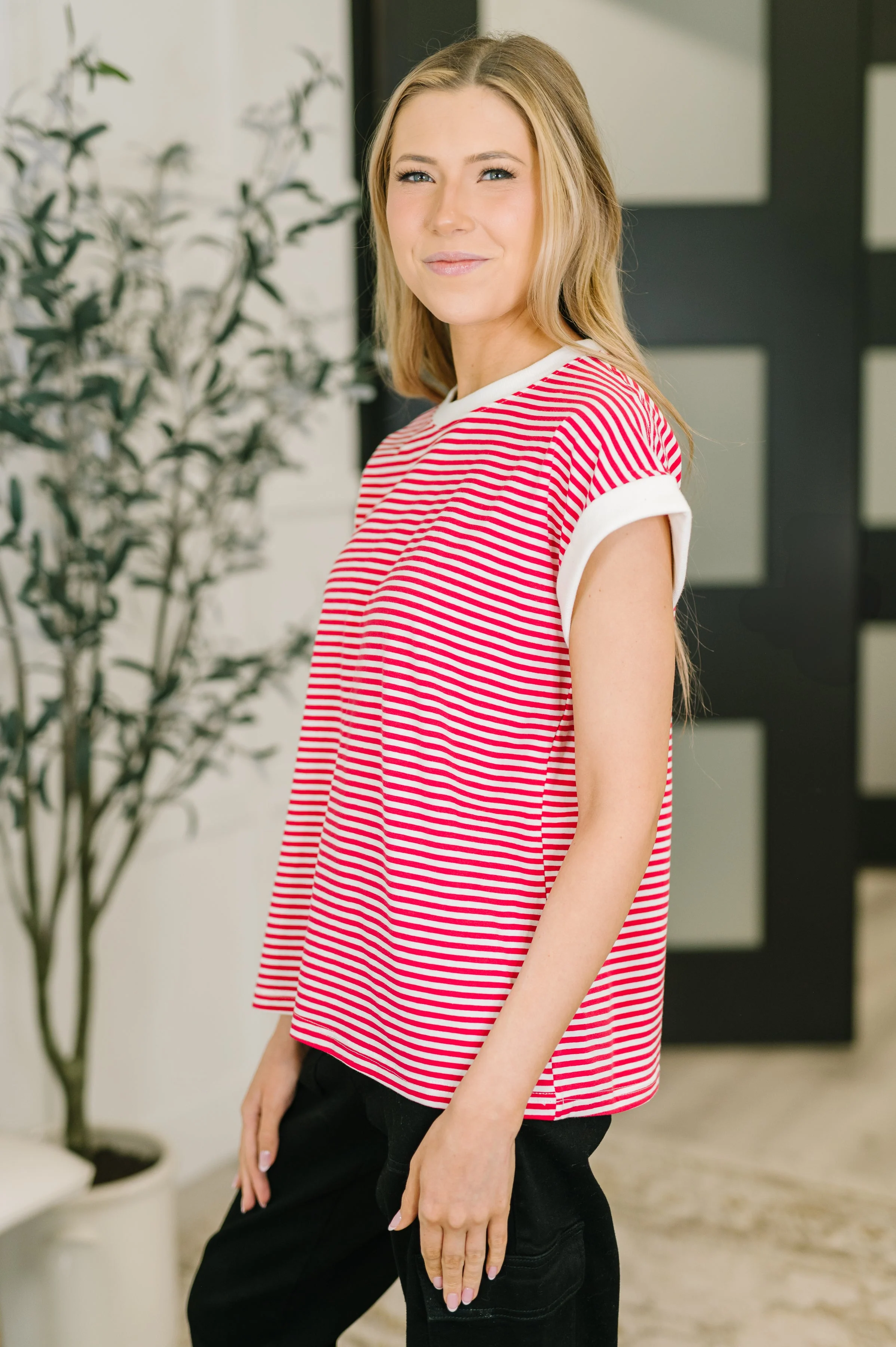 I Wouldn't Mind Short Sleeve Top in Ruby - Image 4