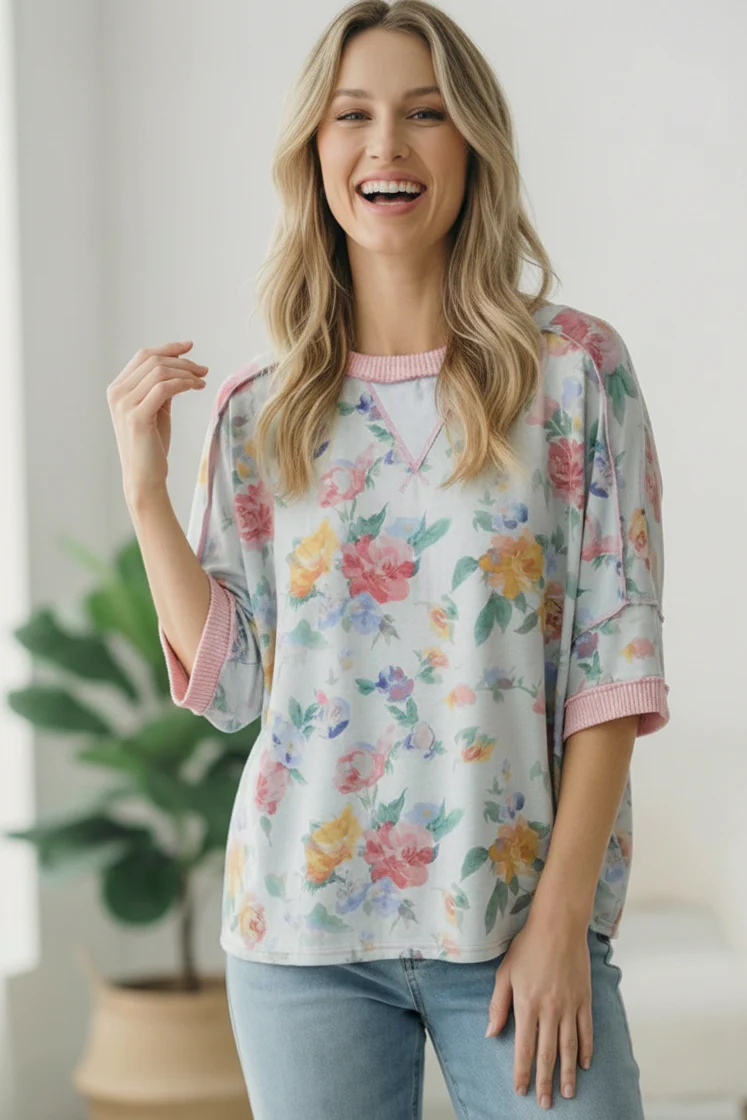 Rosey Teacup Ribbed Crewneck - Image 8