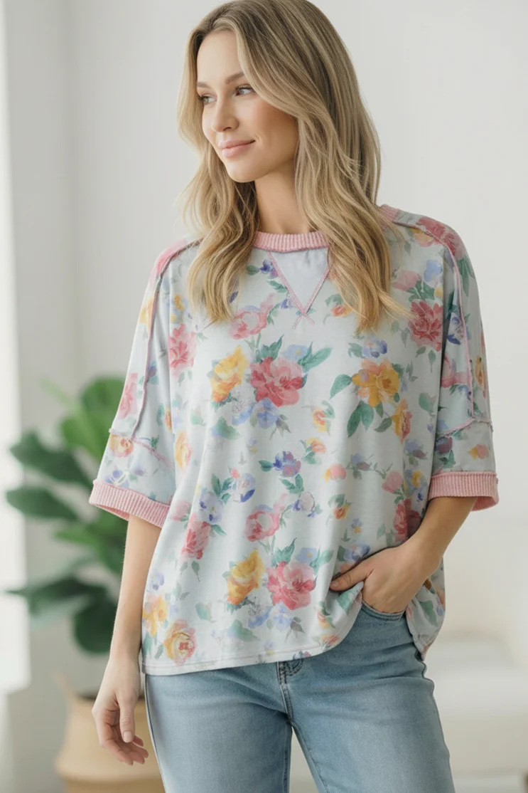 Rosey Teacup Ribbed Crewneck - Image 9