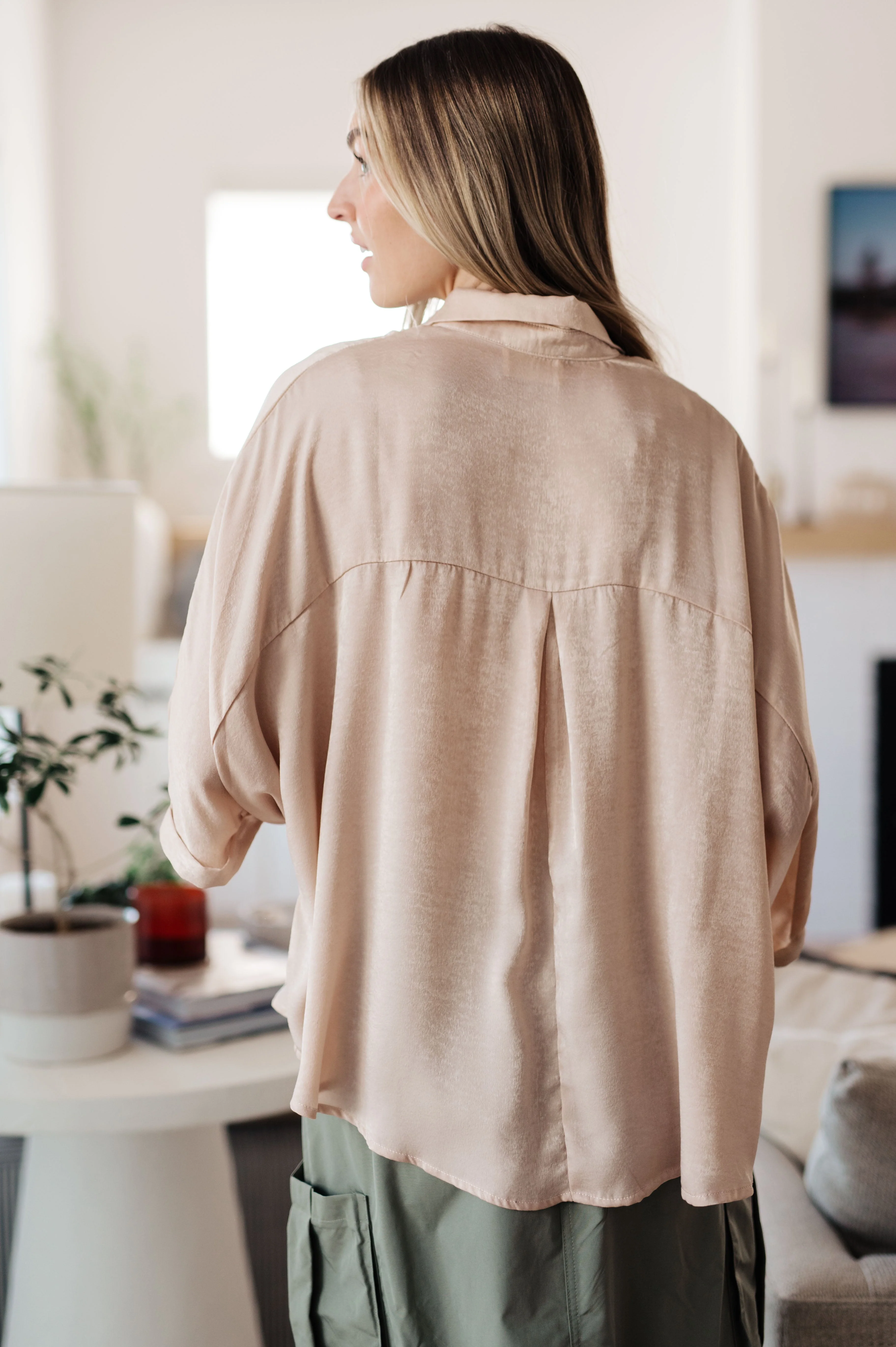 In Your Thoughts Oversized Dolman Sleeve Top in Champagne - Image 12