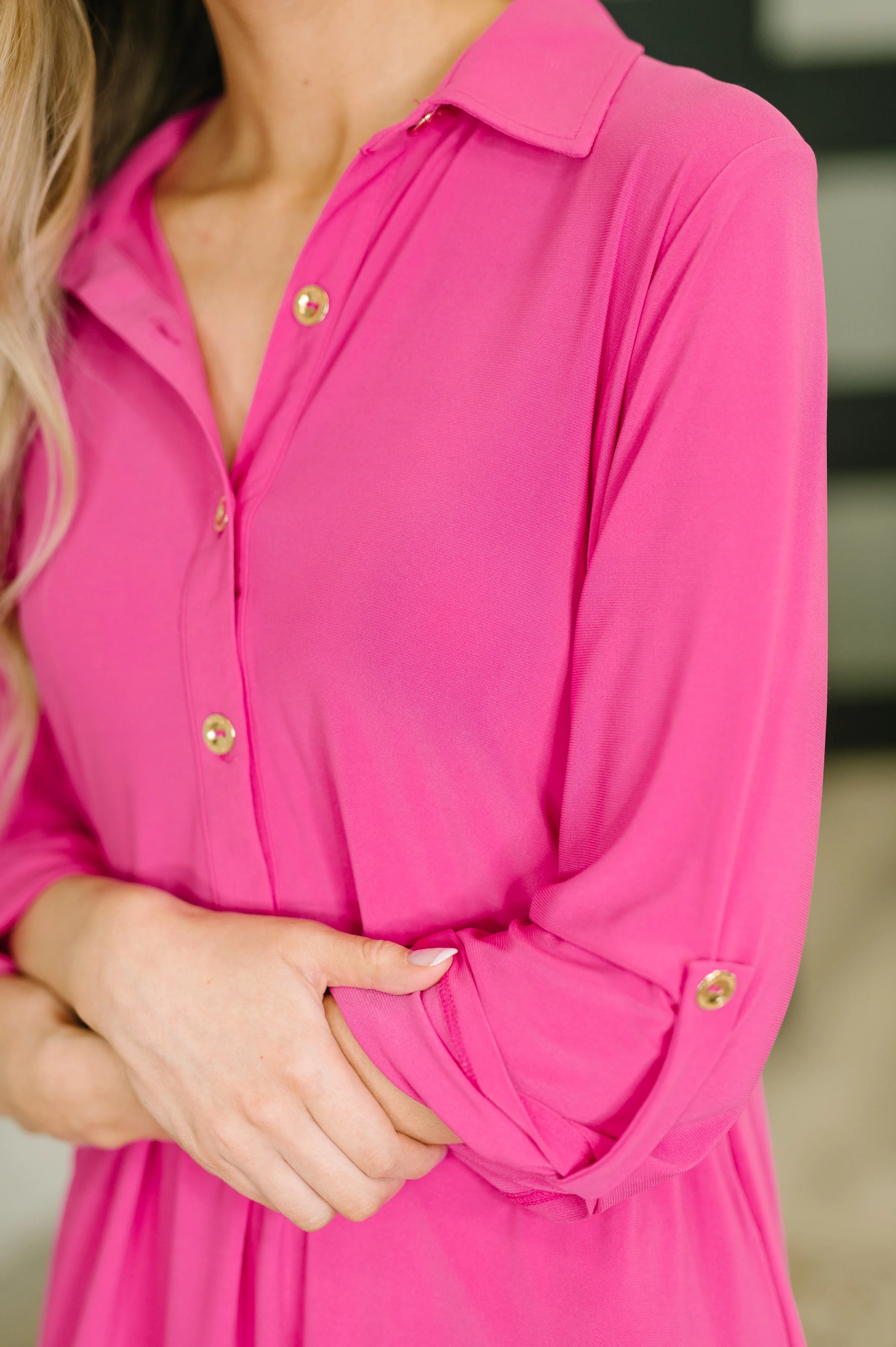 Inspire Collared Neck Dress in Runway Pink - Image 2