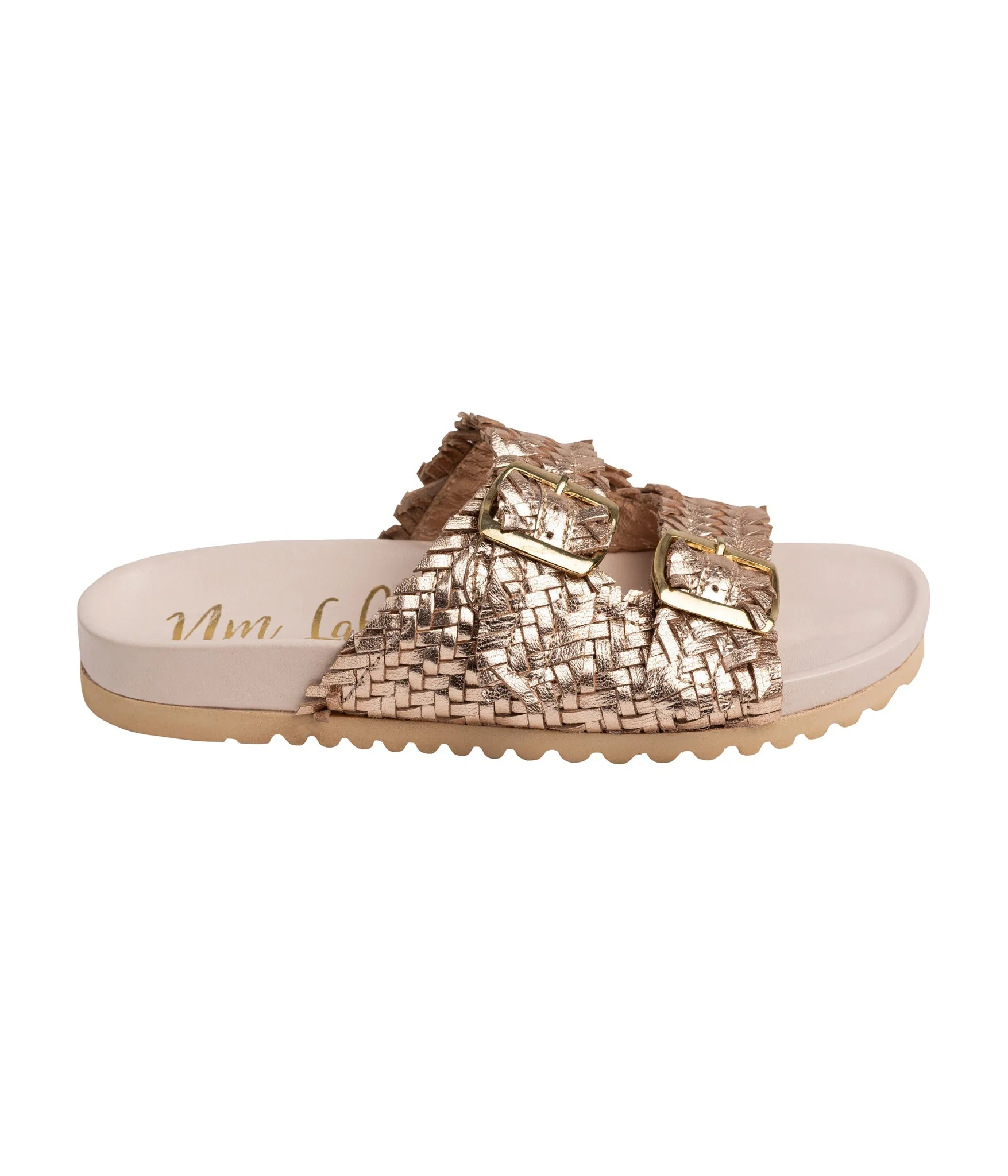 Intertwine Dual Woven Strap Slide in Champagne - Image 10