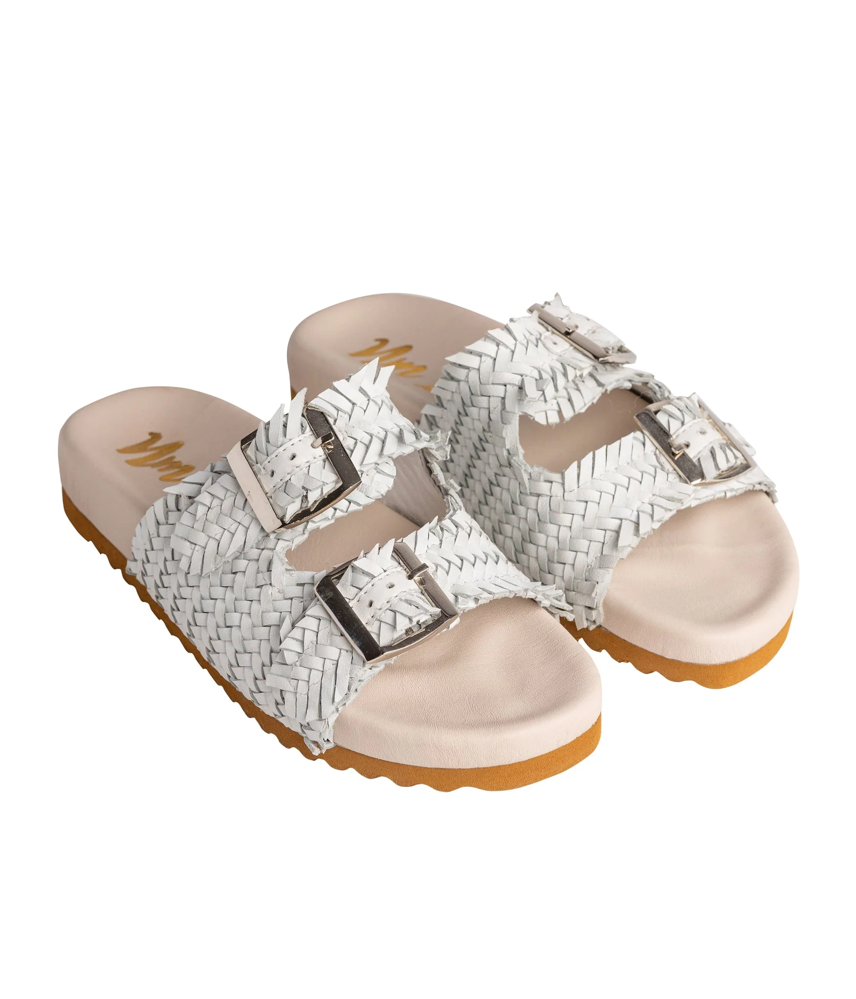 Intertwine Dual Woven Strap Slide in White - Image 3