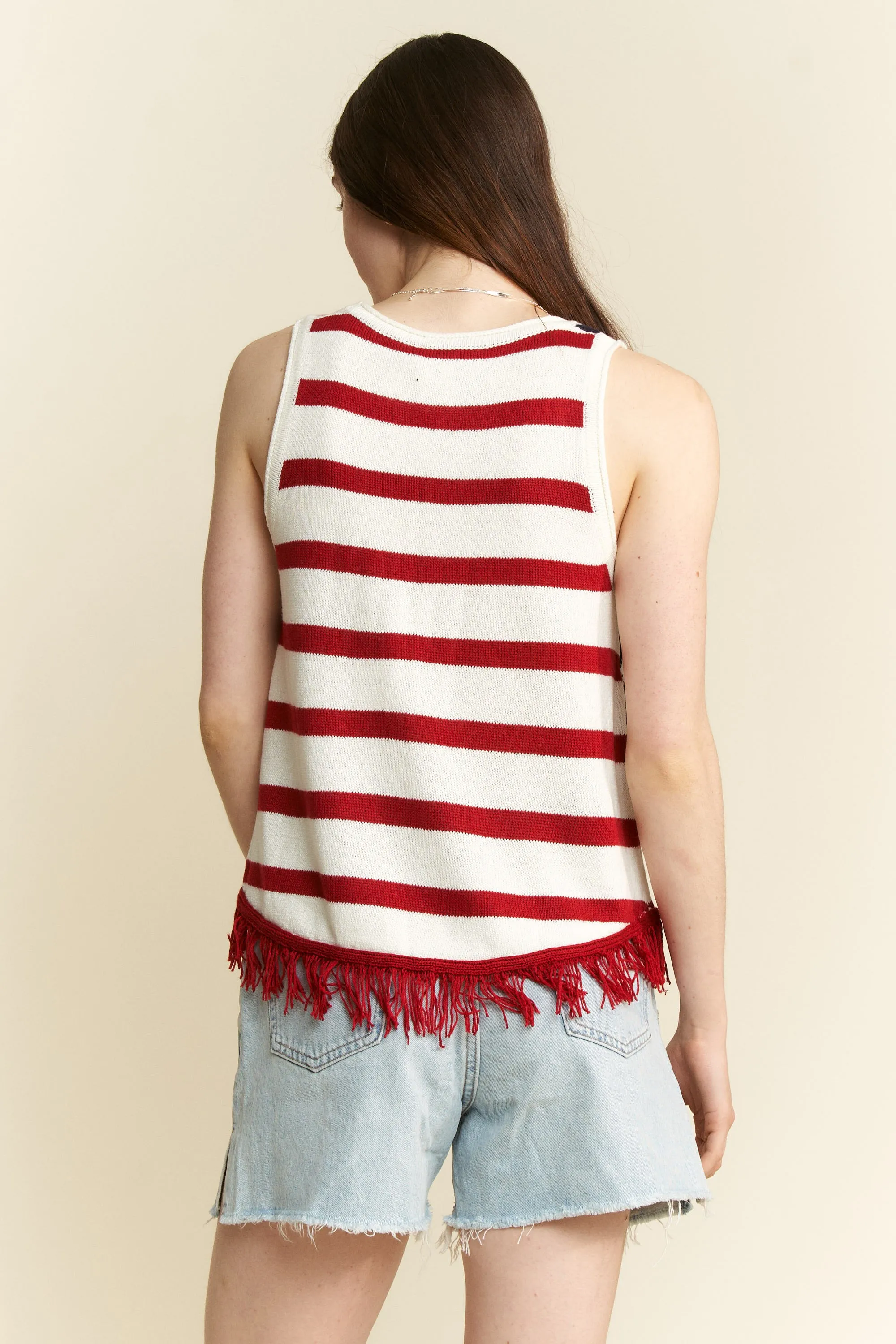 Jade By Jane American Flag Fringe Tank Top - Image 5