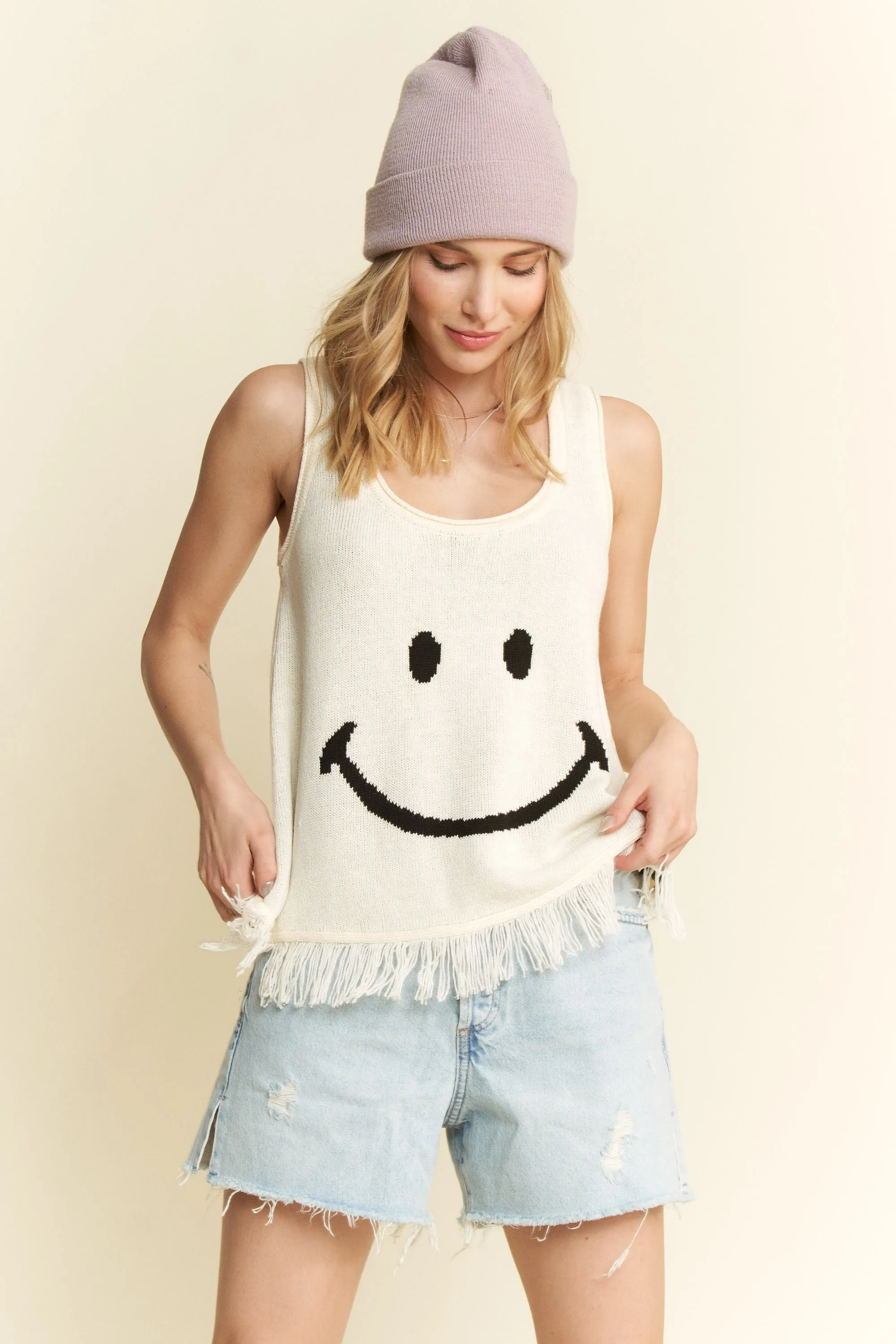 Jade By Jane Full Size Smiley Fringe Hem Tank Plus Size - Image 2