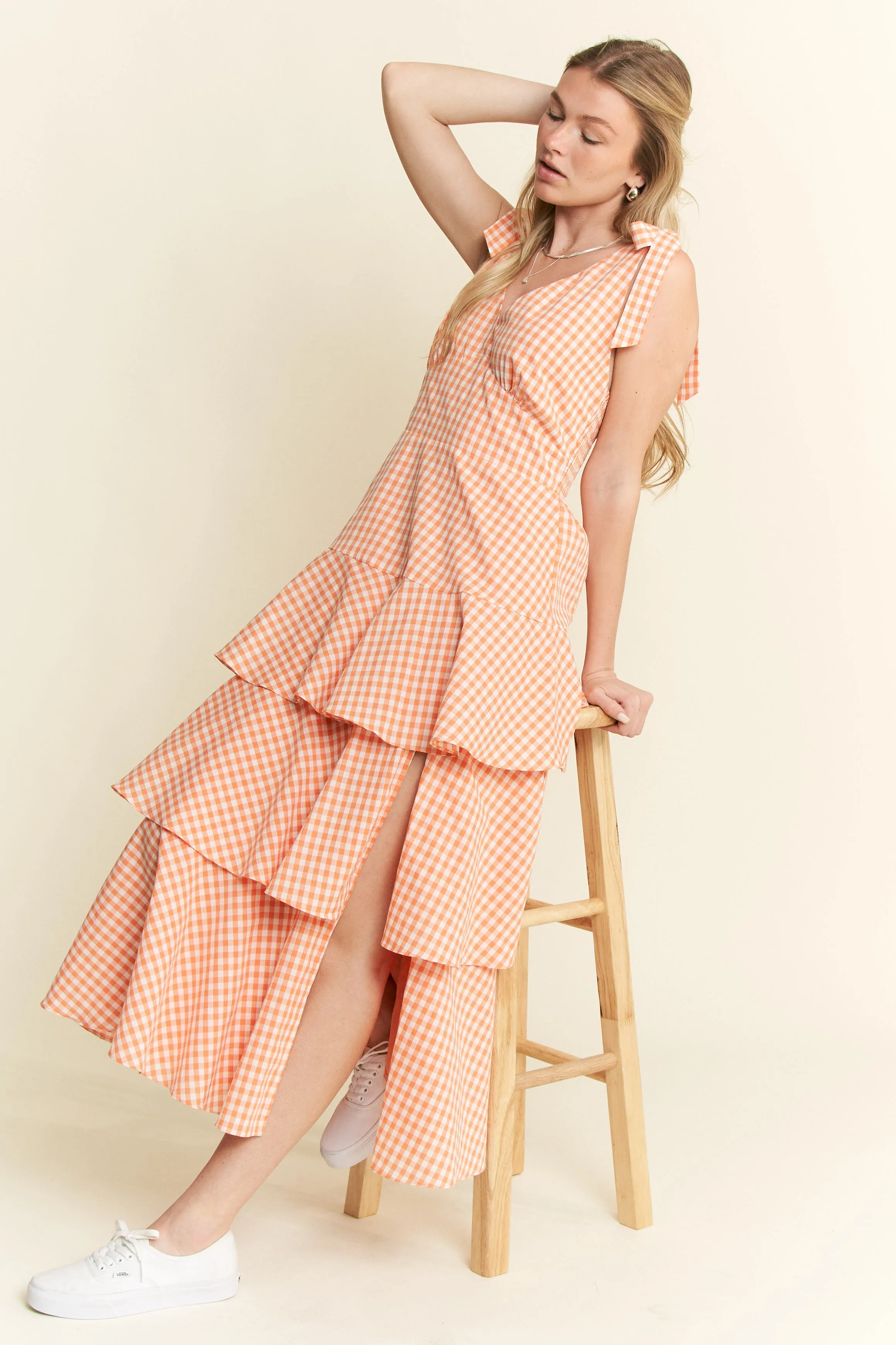 Jade By Jane Sleeveless Gingham Print Tiered Midi Dress - Image 12