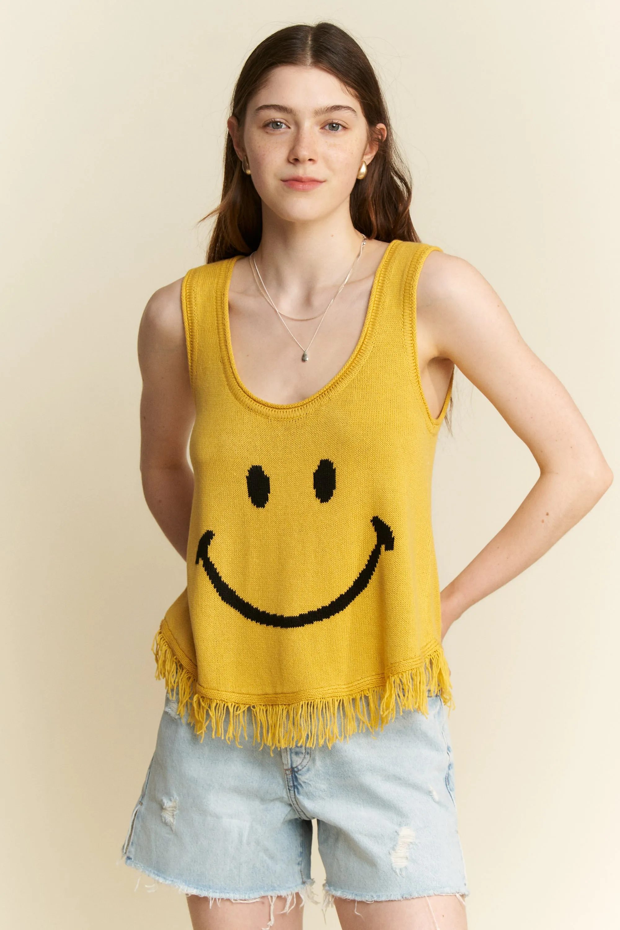 Jade By Jane Smiley Fringe Tank Top