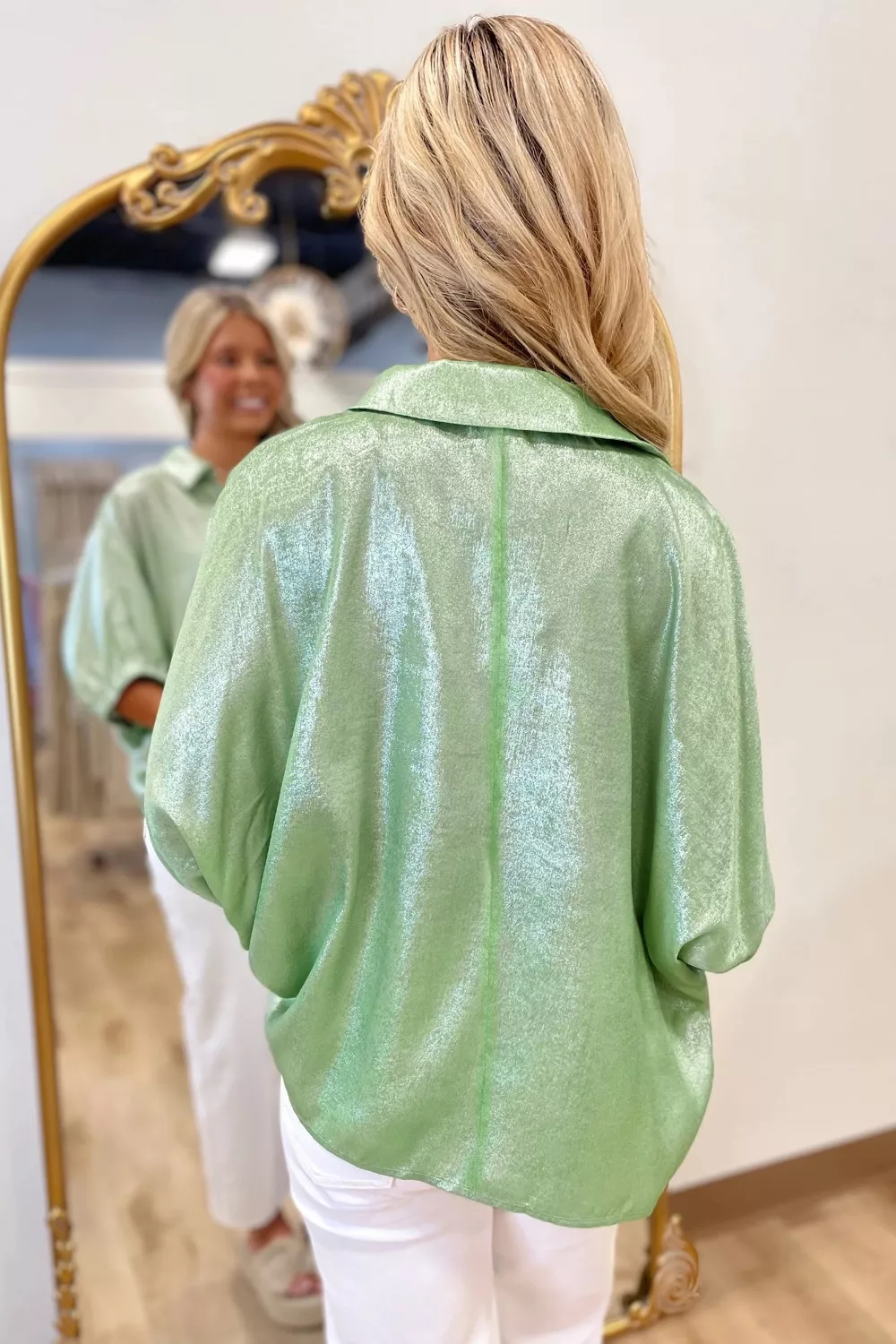 Johnny Collar 3/4 Sleeve Blouse - Image 2