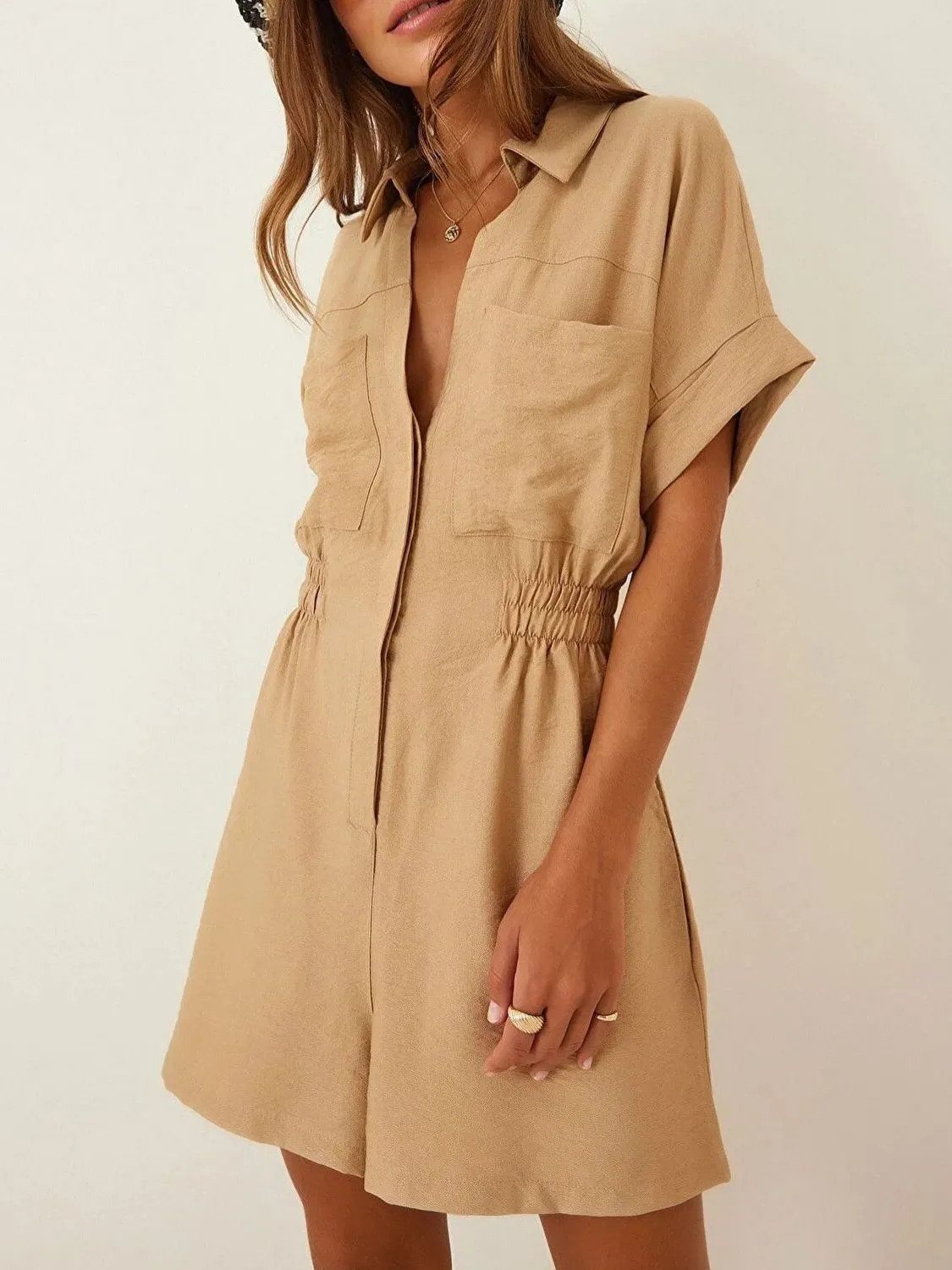 Johnny Collar Short Sleeve Romper - Image 2