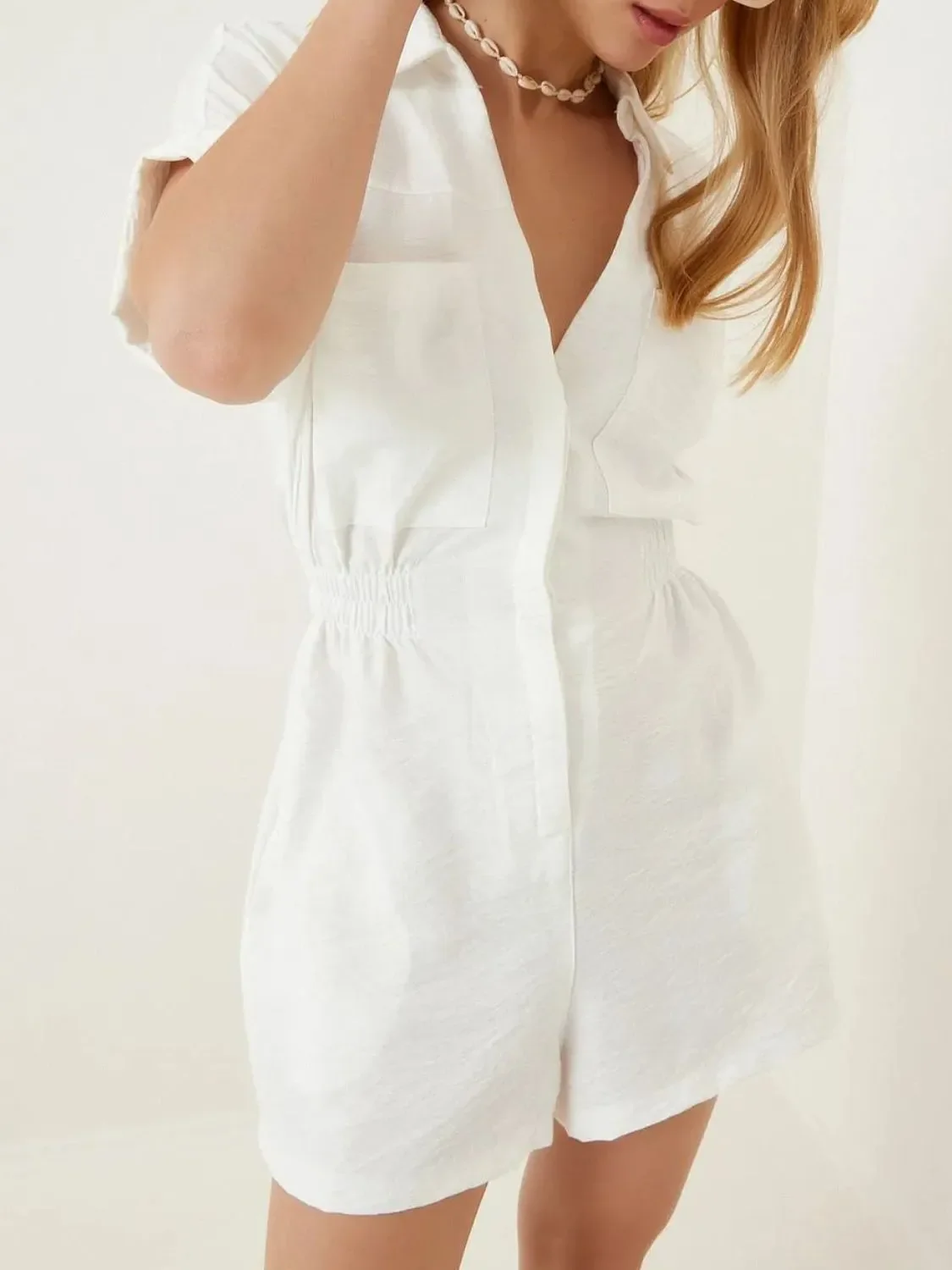 Johnny Collar Short Sleeve Romper - Image 7