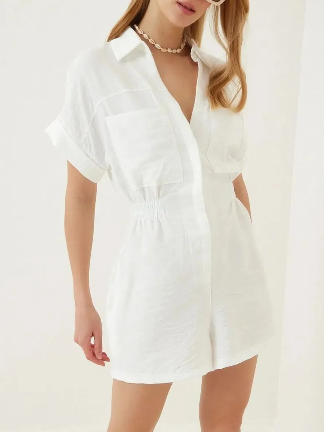 Johnny Collar Short Sleeve Romper - Image 9