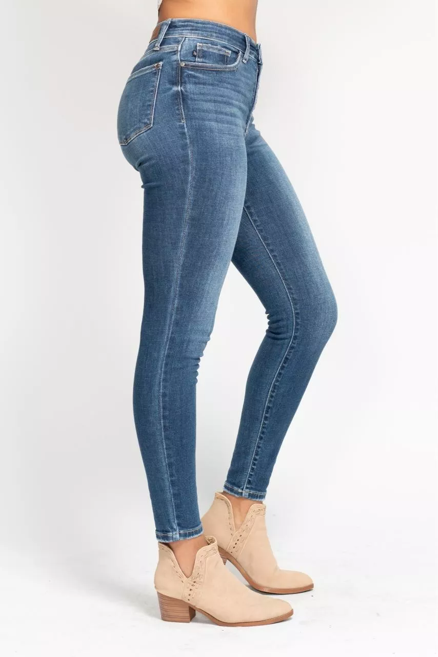 Judy Blue Full Size High Rise Button Fly Skinny Jeans Plus Size - Image 8