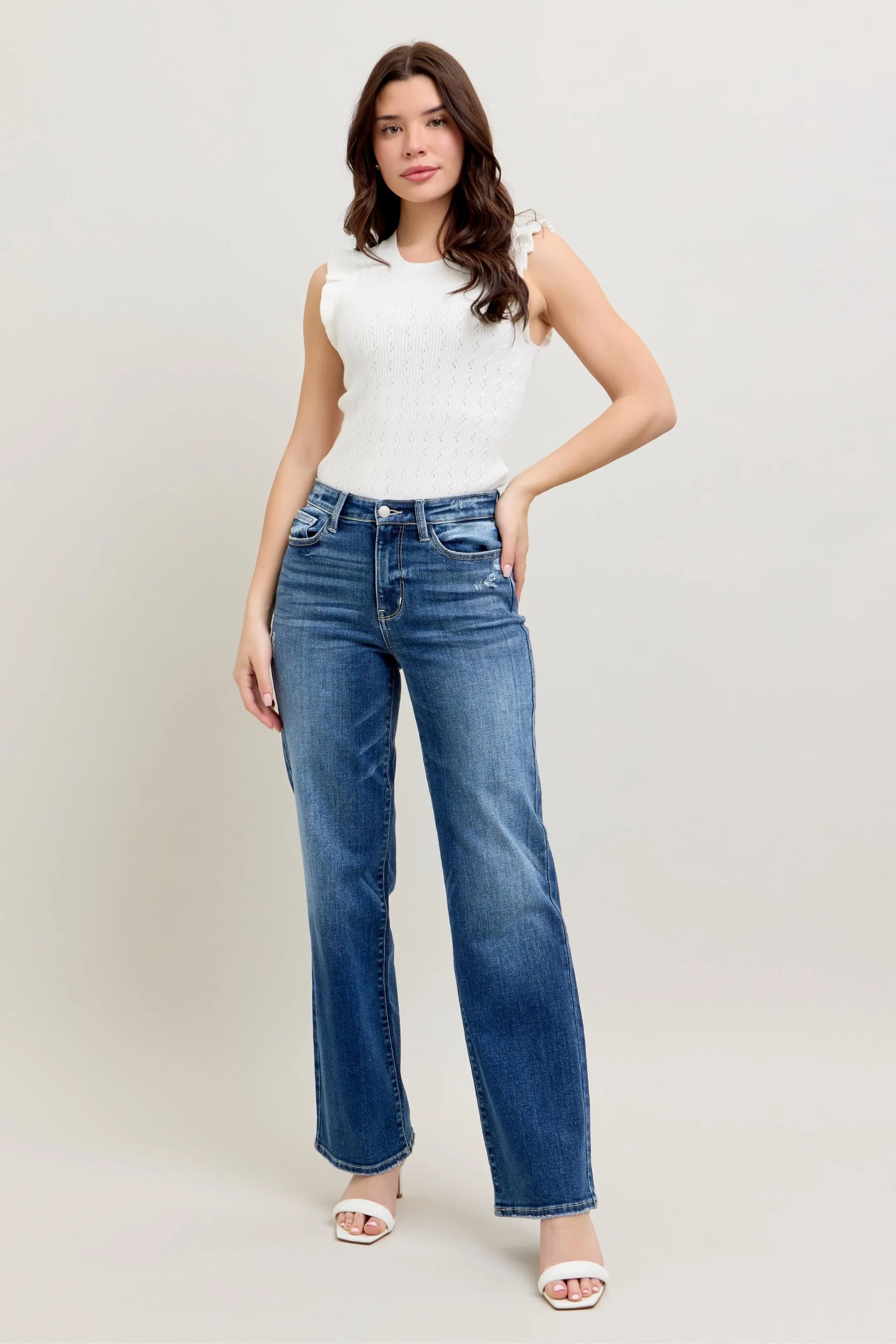 Judy Blue Full Size High Waist 90's Straight Leg Jeans Plus Size - Image 9