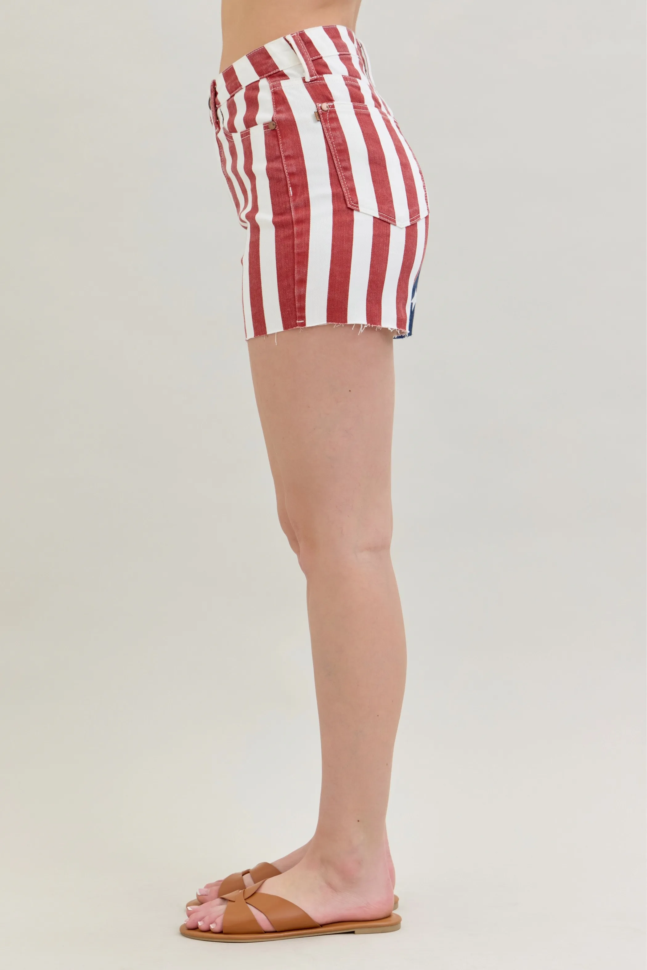 Judy Blue Full Size High Waist Americana Flag Fray Hem Shorts Plus Size - Image 7