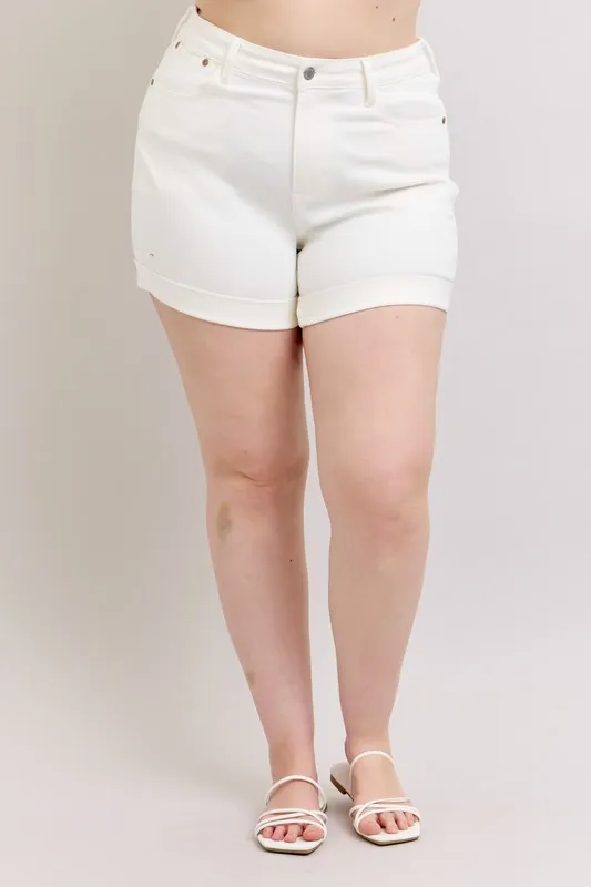 Judy Blue Full Size High Waist Double Roll Cuff Denim Shorts Plus Size - Image 10