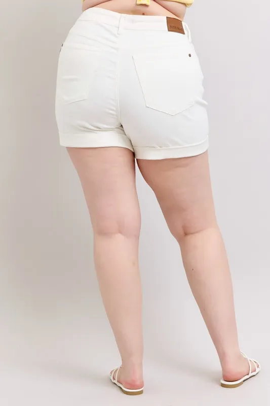 Judy Blue Full Size High Waist Double Roll Cuff Denim Shorts Plus Size - Image 12