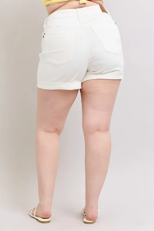Judy Blue Full Size High Waist Double Roll Cuff Denim Shorts Plus Size - Image 13