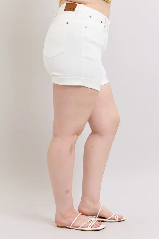Judy Blue Full Size High Waist Double Roll Cuff Denim Shorts Plus Size - Image 17