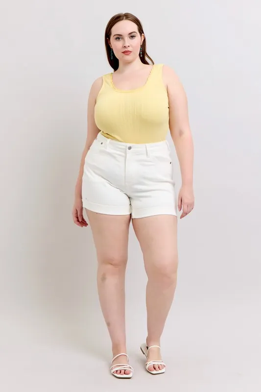 Judy Blue Full Size High Waist Double Roll Cuff Denim Shorts Plus Size - Image 19