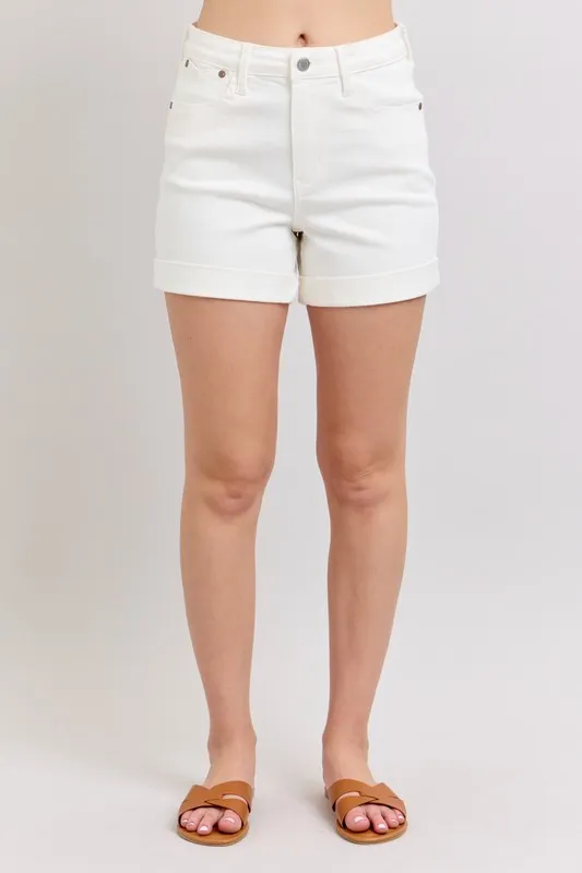 Judy Blue Full Size High Waist Double Roll Cuff Denim Shorts Plus Size - Image 2