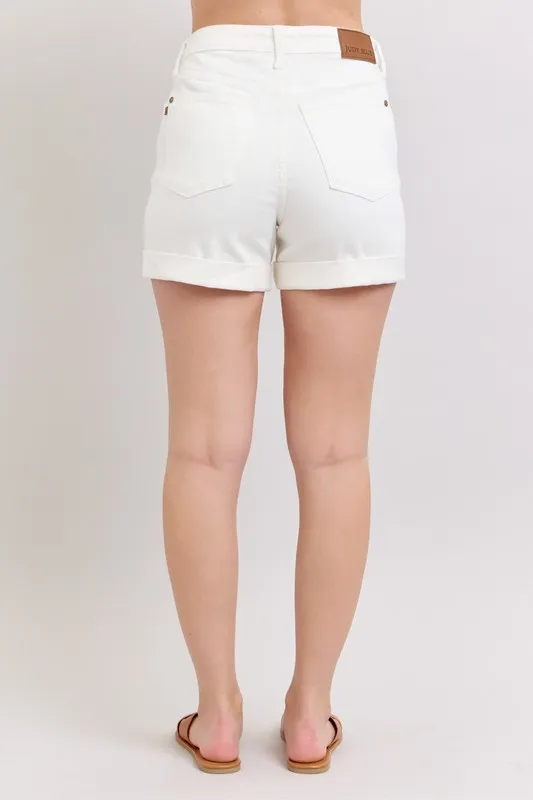 Judy Blue Full Size High Waist Double Roll Cuff Denim Shorts Plus Size - Image 3