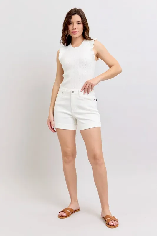 Judy Blue Full Size High Waist Double Roll Cuff Denim Shorts Plus Size - Image 9