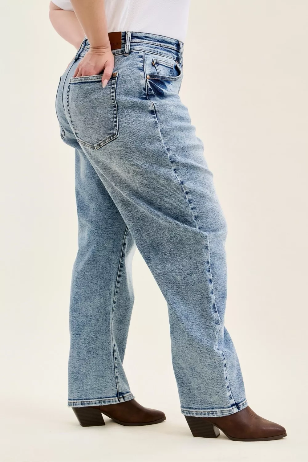 Judy Blue Full Size High Waist Marlow Arc Leg Jeans with Double Waistband Plus Size - Image 6