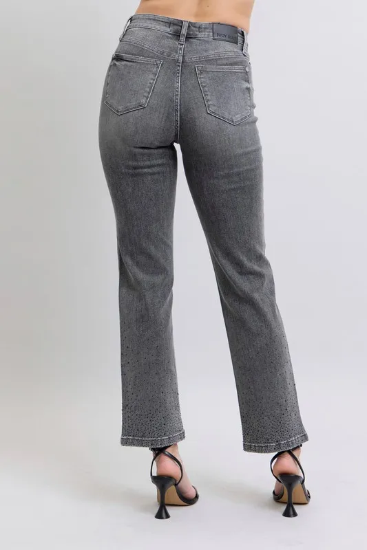 Judy Blue Full Size High Waist Rhinestone Straight Jeans Plus Size - Image 6