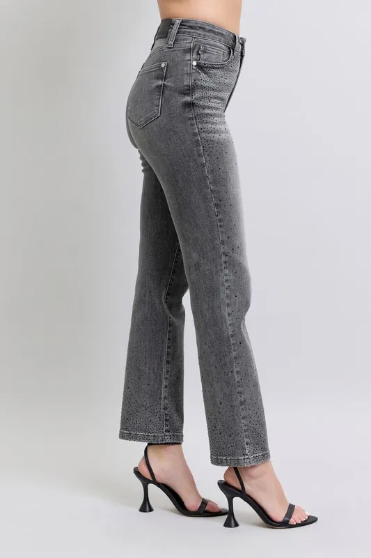 Judy Blue Full Size High Waist Rhinestone Straight Jeans Plus Size - Image 8