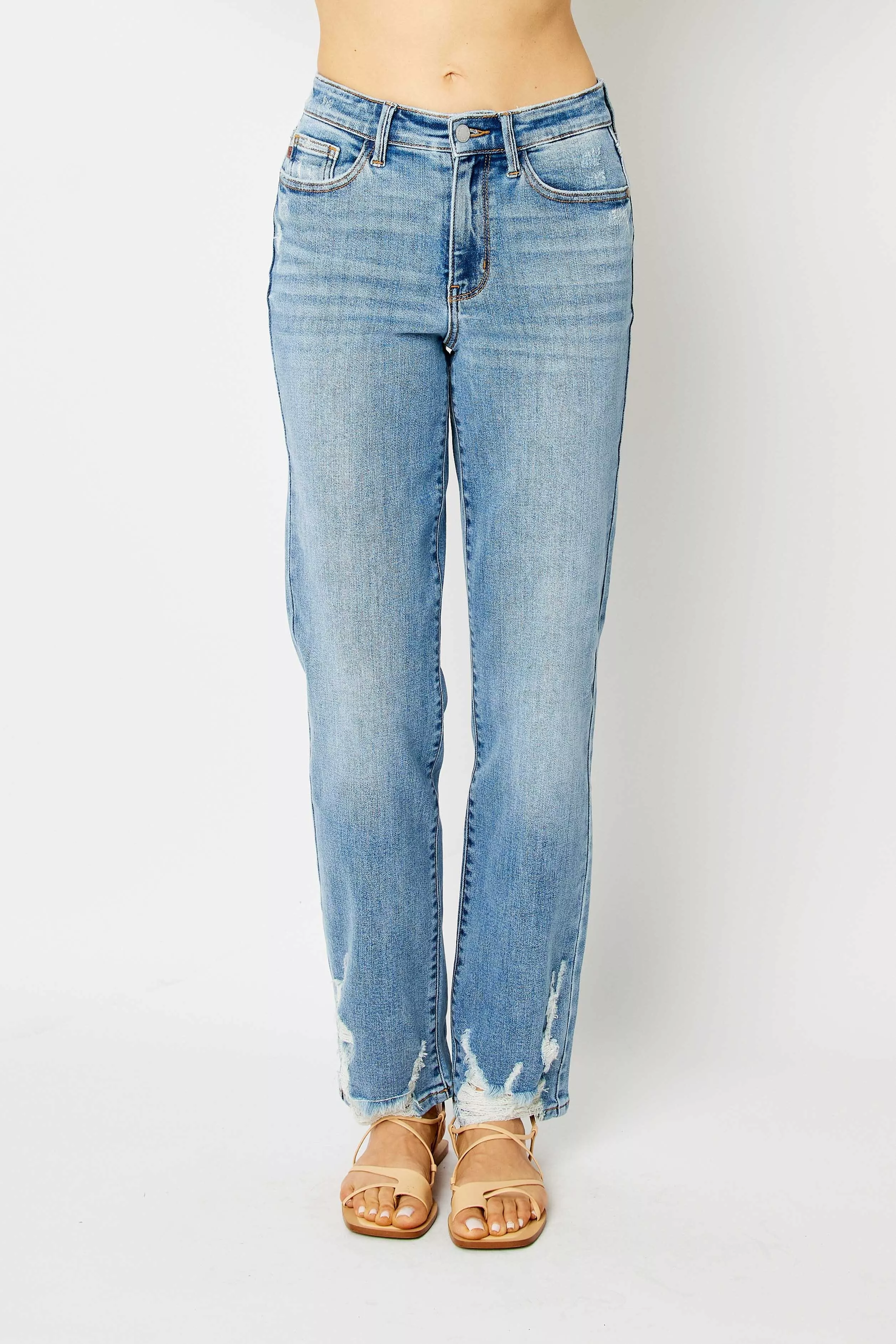 Judy Blue Full Size High Waist Straight Jeans with Heavy Destroy Plus Size - Image 2