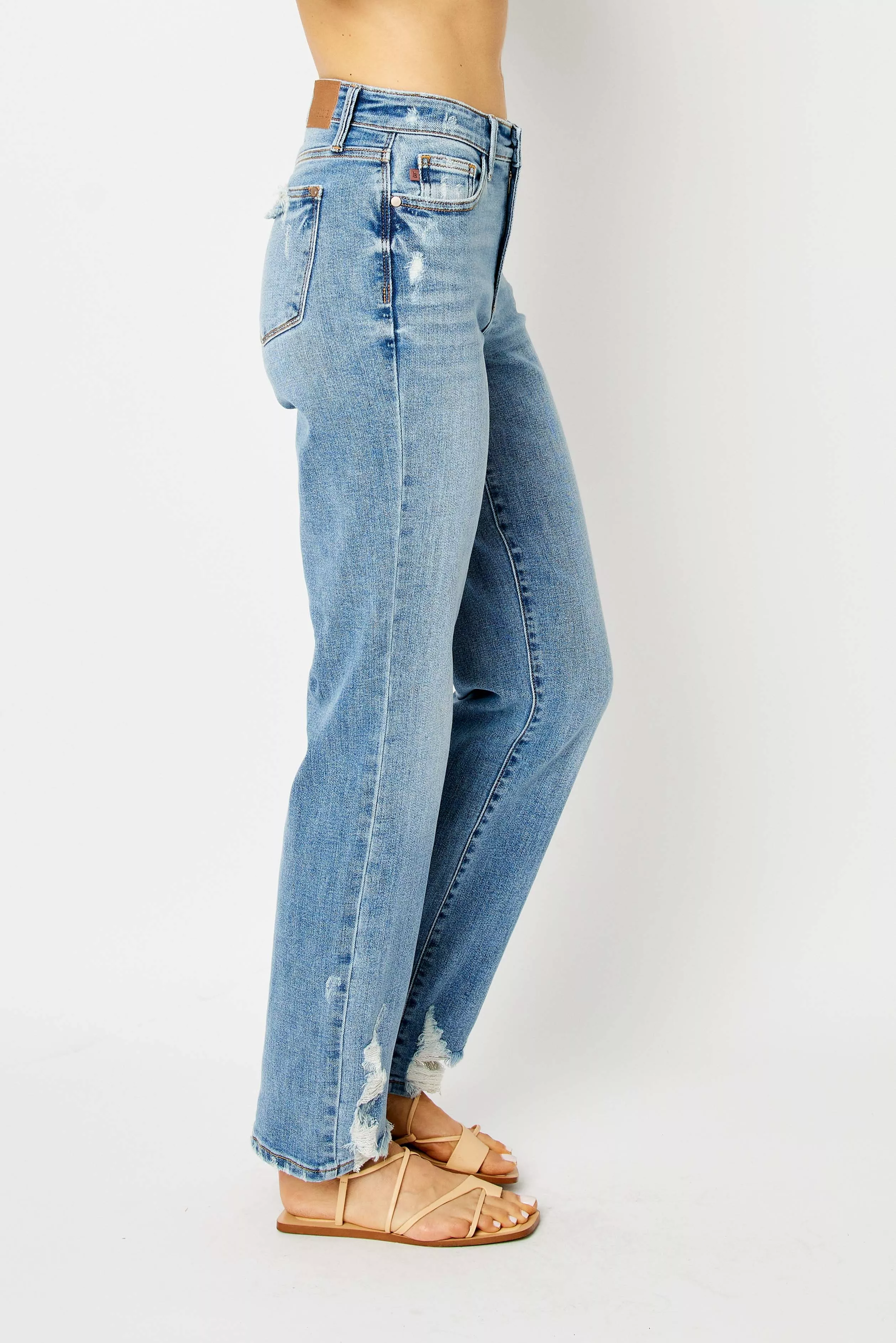 Judy Blue Full Size High Waist Straight Jeans with Heavy Destroy Plus Size - Image 7