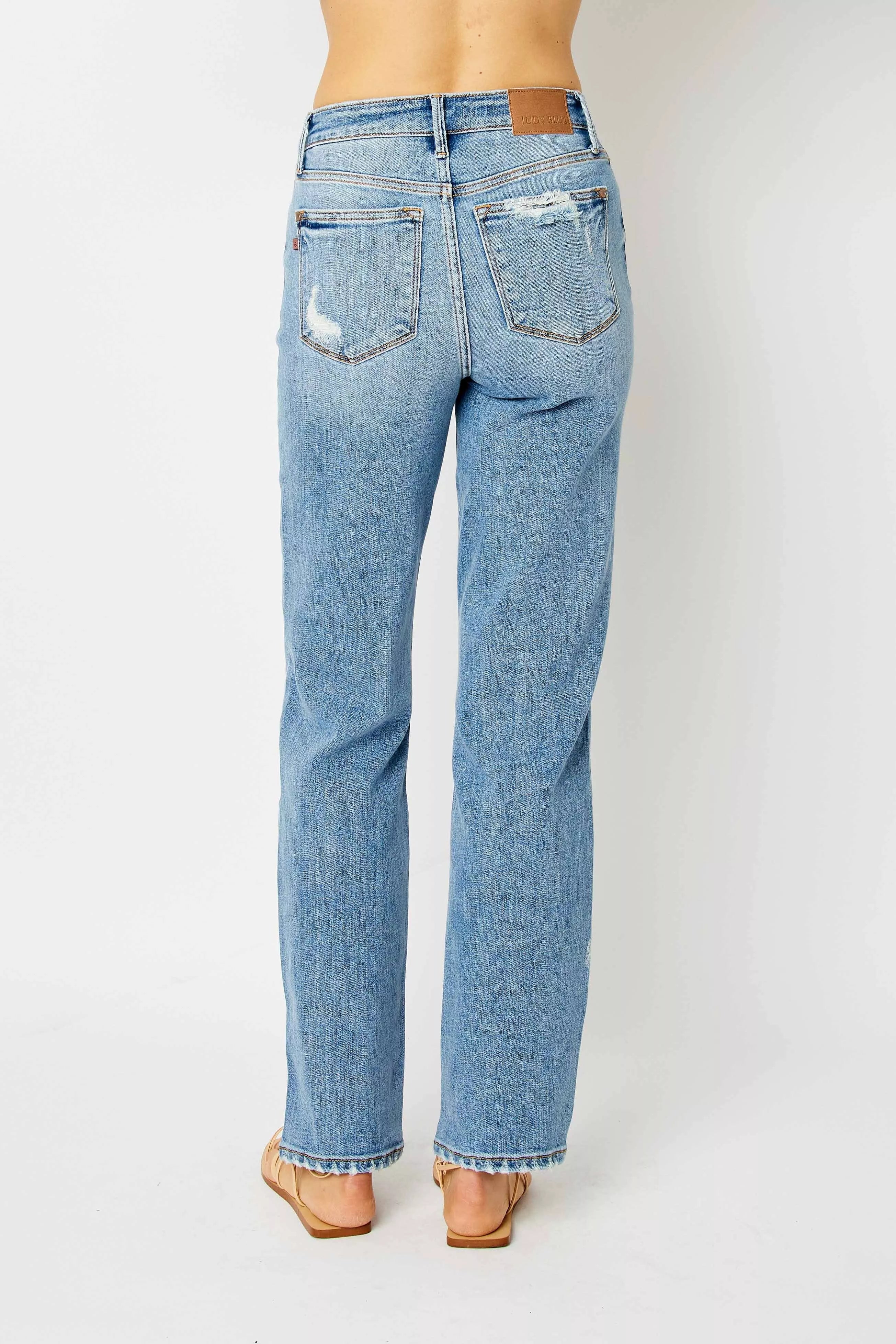 Judy Blue Full Size High Waist Straight Jeans with Heavy Destroy Plus Size - Image 8