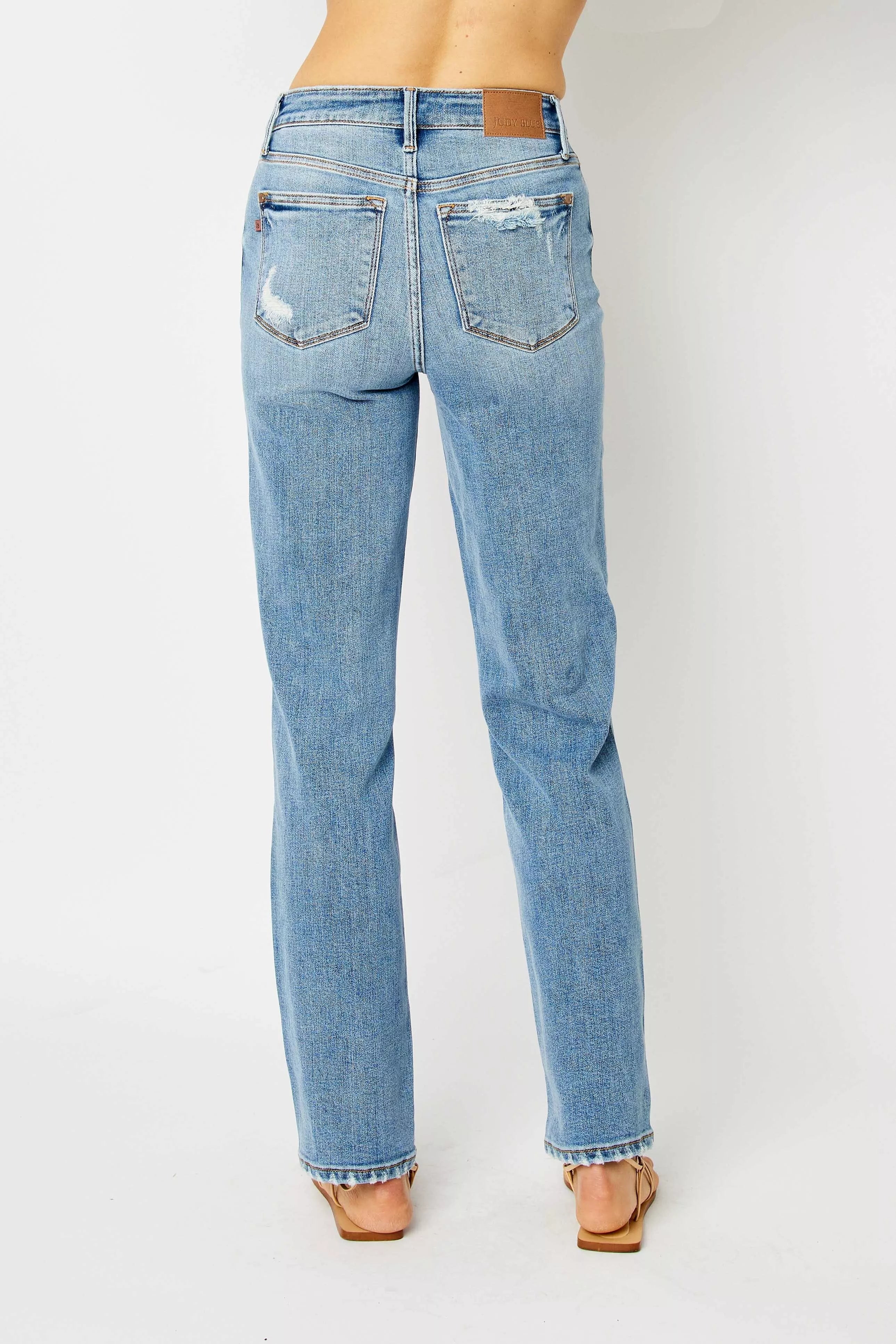 Judy Blue Full Size High Waist Straight Jeans with Heavy Destroy Plus Size - Image 9