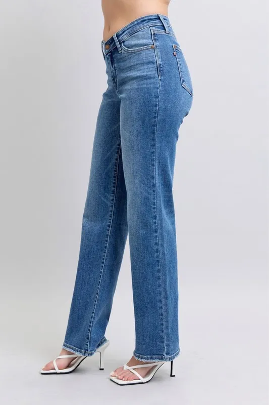 Judy Blue Full Size High Waist V-Front Vintage Wash Straight Jeans Plus Size - Image 8