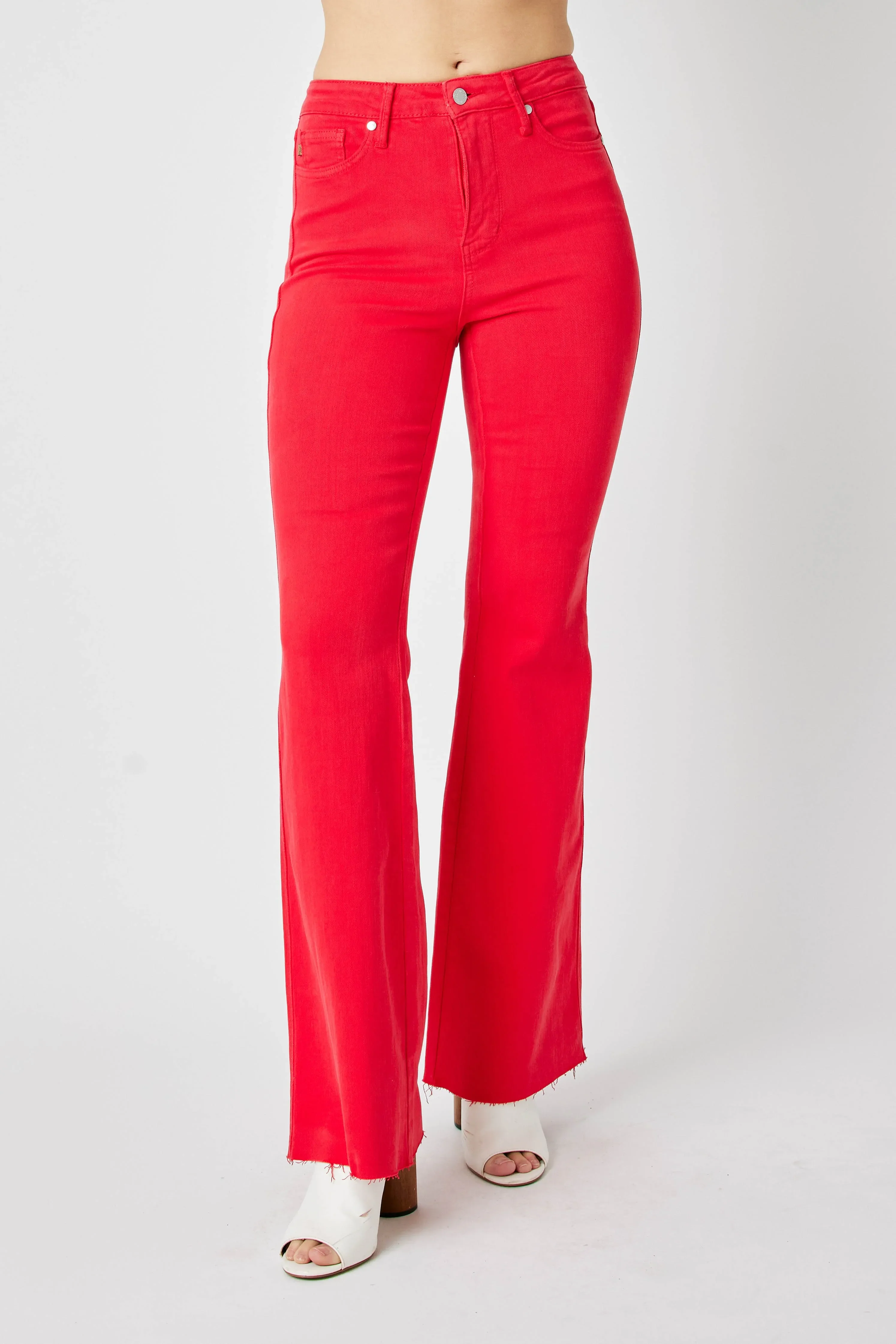 Judy Blue Full Size Hw Tummy Control Garment Dyed Flare Jeans Plus Size