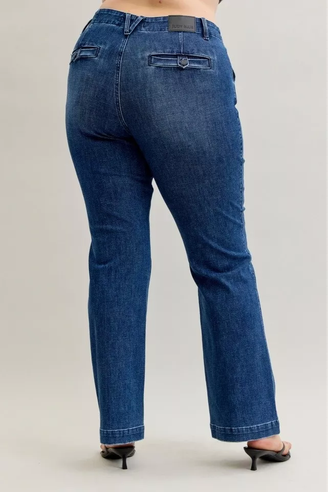 Judy Blue Full Size Mid Rise Bootcut Jeans with Welt Pockets Plus Size - Image 15