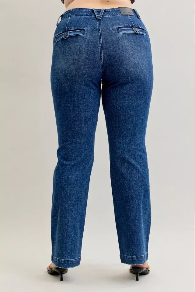 Judy Blue Full Size Mid Rise Bootcut Jeans with Welt Pockets Plus Size - Image 16