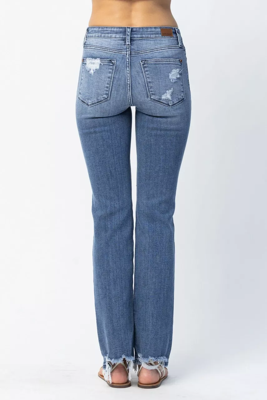 Judy Blue Full Size Mid Rise Destroy Straight Jeans Plus Size - Image 3