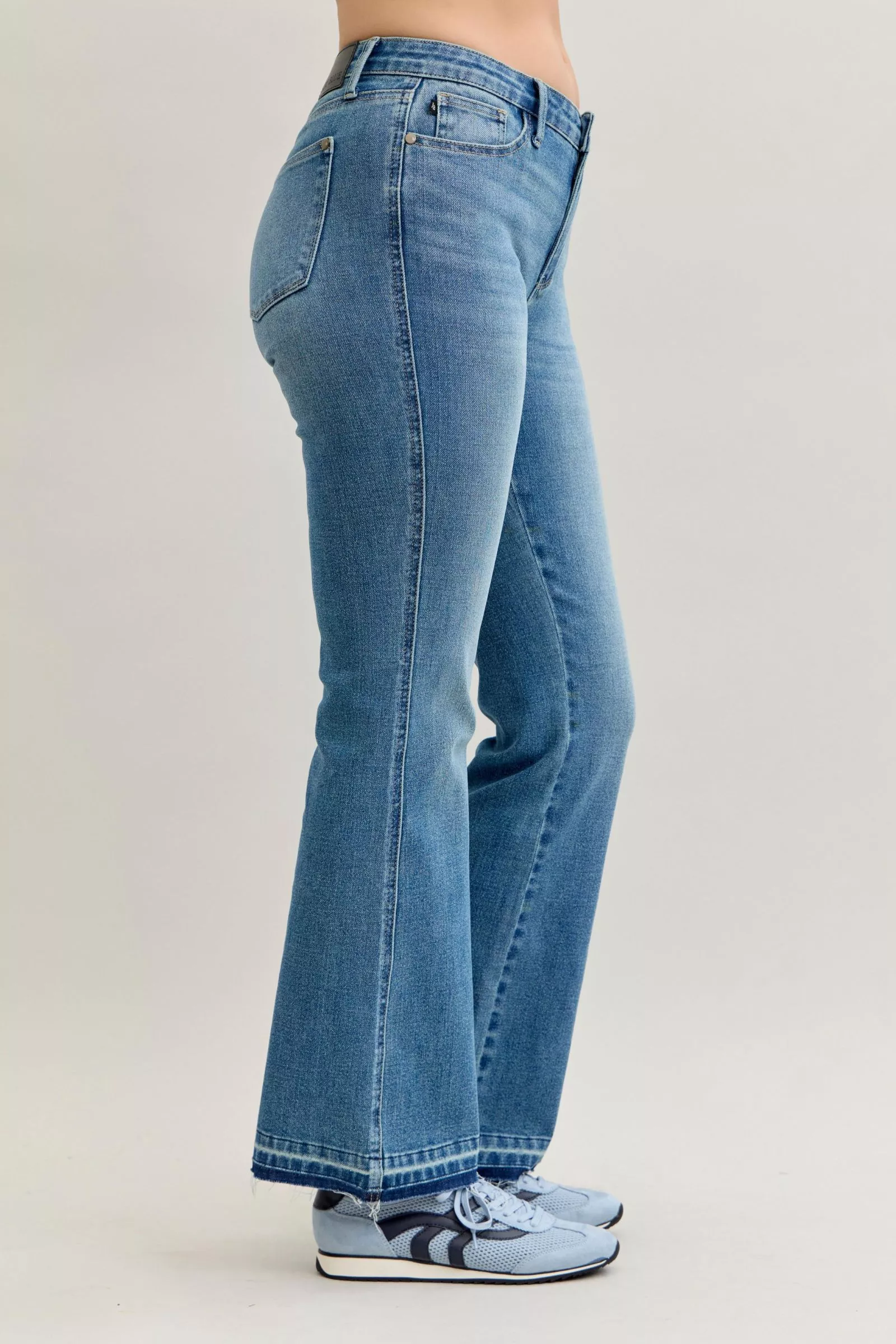 Judy Blue Full Size Mid Rise Slim Bootcut Tummy Control Release Hem Jeans Plus Size - Image 7